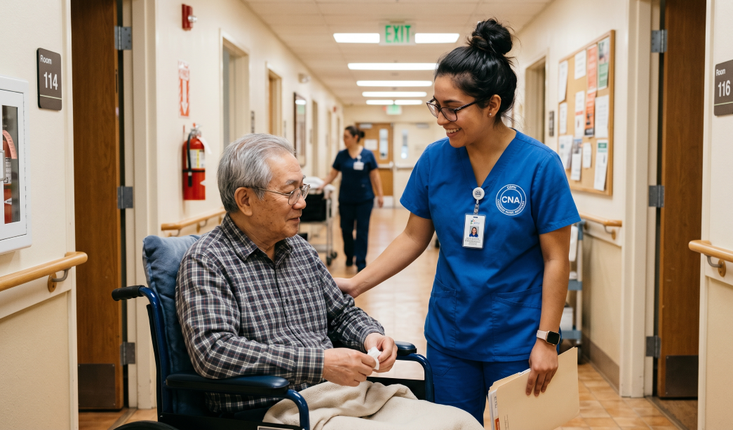 Medical professional caring for a patient